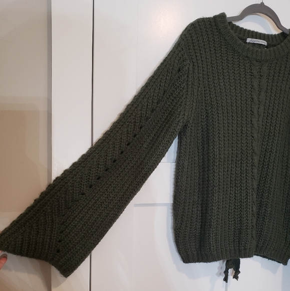 ARIANNA By Howard's Chunky Knit Olive Green Sweater Criss Cross Back Siz… - Picture 5 of 12